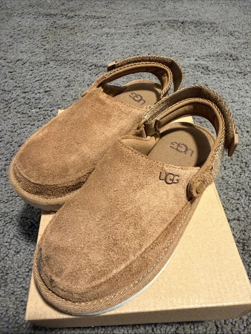 UGG Kids Chestnut Suede Slingback Clog Sandals